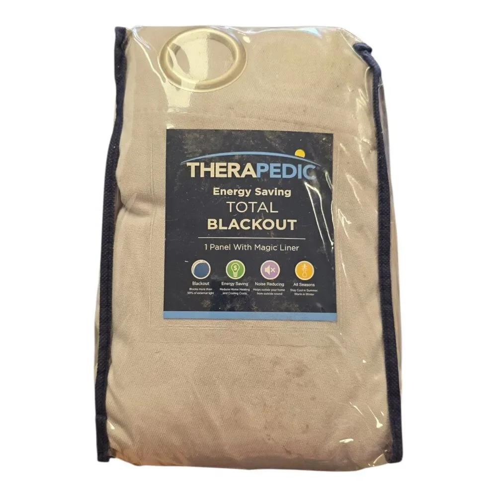 Therapedic Gray Nantes Total Blackout Curtain Panel 52x95